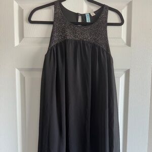 Dina Be Black Sparkle Glitter Swing Dress Chiffon High Low Party S